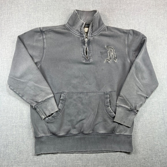 Vintage Y2K Aeropostale Sweatshirt Mens Large Distressed Gray 1/4  Zip Thrashed - Picture 1 of 11